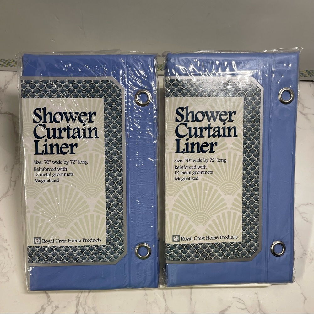 Shower curtain liners, set of 2, blue, Royal Crest, 70x72, NWT